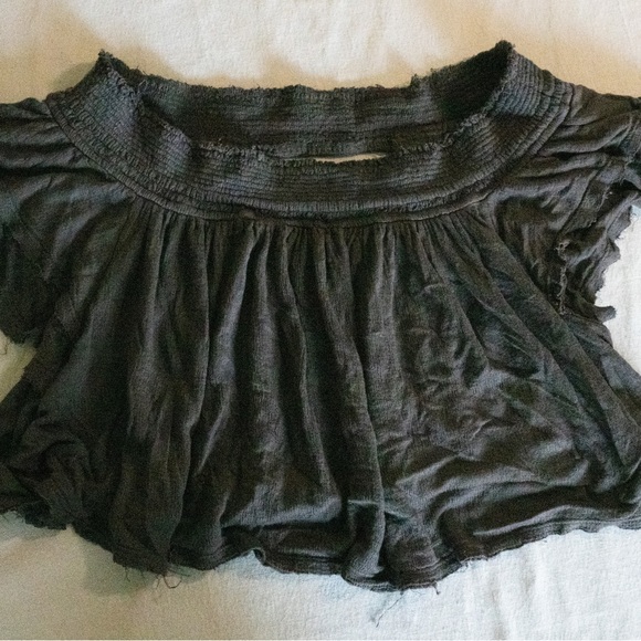 Free People Tops - Free People Charcoal Smocked Blouse